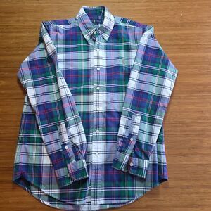 Ralph Lauren Men's Plaid L/S  Button Down Custom Fit Blue, Green Shirt Size M